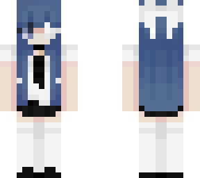 white shirt blue hair girl school