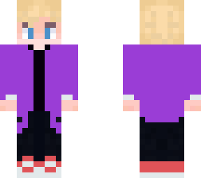 blond boy with black shirt and purple jacket