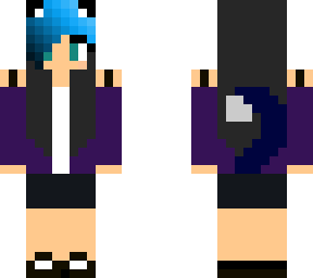 blue and black haired girl in purple shirt