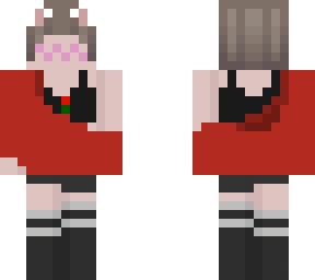 femboy in off shoulder red sweater and shorts