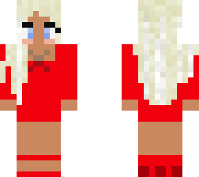 blonde girl w/ red dress