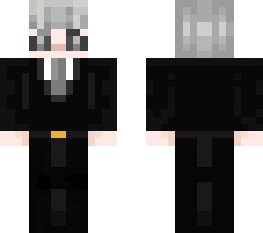 white hair suit