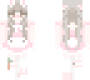 kawaii cute pastel bunny girl maid with carrot