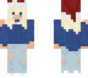 blue sweater santa hat girl