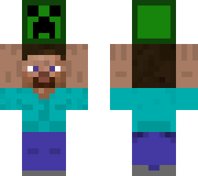 steve holding creeper and tomato