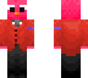 red bird in suit