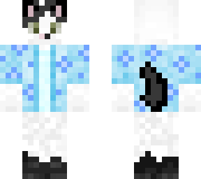 White tuxedo cat with hawaiian shirt Minecraft Skin