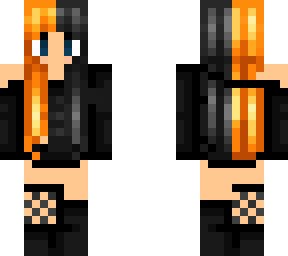 goth alt girl with orange and black split dyed hair