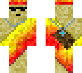 sandy man in fire toga