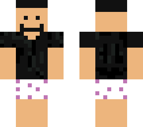 boy in black hair and white + pink shorts and a black shirt a fade aswell minecr