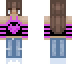 brown hair girl with heart tanktop