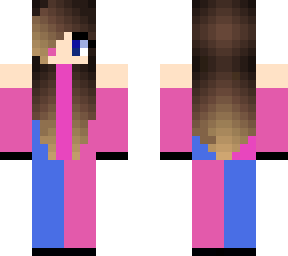 blue and pink anime skin