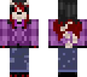 red with purple clothe