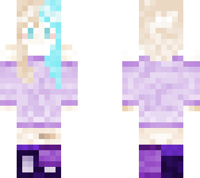blonde hair girl with cyan bangs