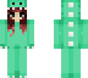 cyan dino onesie girl