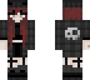 grunge girl, redhead with skull