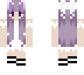 white dress w/ hair bow and cat ears (purple eyes)