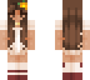 brown hair girl w orange flower