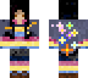shaded skin with black hair and cloak