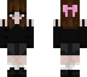 brown hair and pink bow