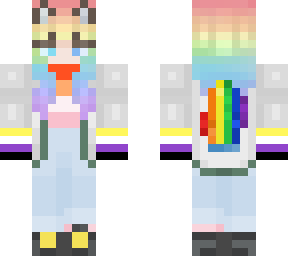 rainbow hair catgirl with pride flags