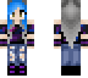 gray and blue hair with headphones