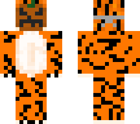 tiger with pumpkin mask