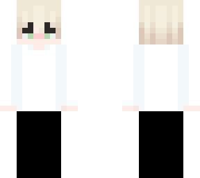 blond boy with green eyes and white shirt with black pants