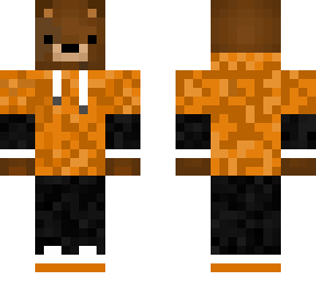 brown bear in orange hoodie