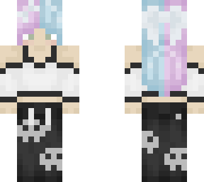 skull pyjama and cotton candy hair