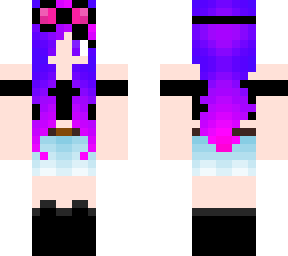 cute goggles blue and pink and purple hair