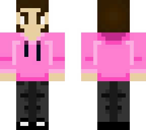 brown hair boy in pink hoodie