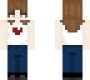 girl wearing a white heart tank top