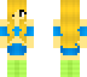 female - blue croptop - lime socks