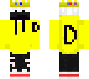 minecraft boy skin with yellow hoodie with d latter