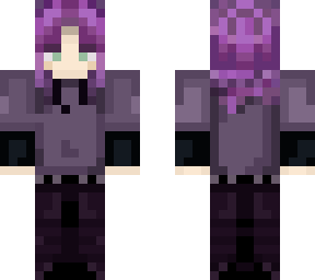 purple hair girl with chill clothes