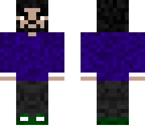 purple hoodie with grey pants and green shoes