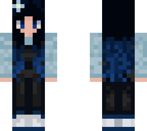 winter blue girl in overalls