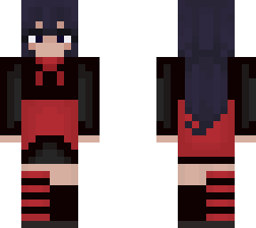 red & black outfit, jellyfish haircut