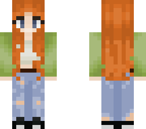 ginger girl with green sweather