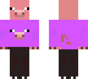 pig with purple pullover and trousers