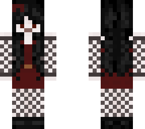 vampire girl, red dress, fishnets, black hair
