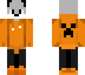 wolfie with orange sweater