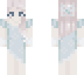 white type-ish hair wirh a cute blue dress
