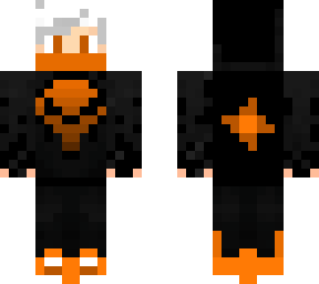 orange skull with hood