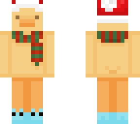 ducky with santa hat, scarf, and bear socks