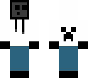 black slime wearing a white creeper hoodie