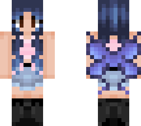 blue hair black socks pink top