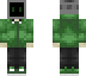 tv head with green hoodie