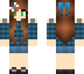 blue stripe and bow with headphones, green eyes